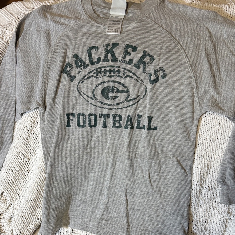Reebok Gray Packers Football Long Sleeve Tee